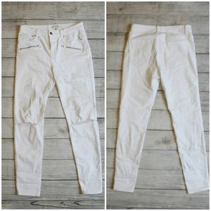 White Zipper Skinny Jeans 4